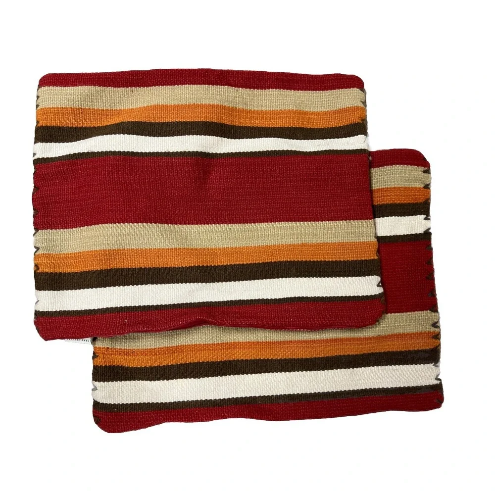 2 Pottery Barn Wool Kilm Stripe Pillow Covers 20